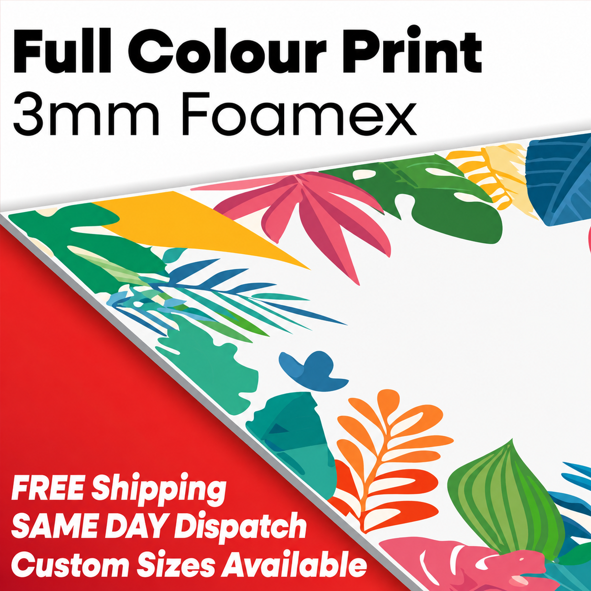 Full colour 3mm Foamex board with free shipping and same day dispatch