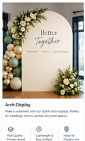 Freestanding arch display for weddings and events