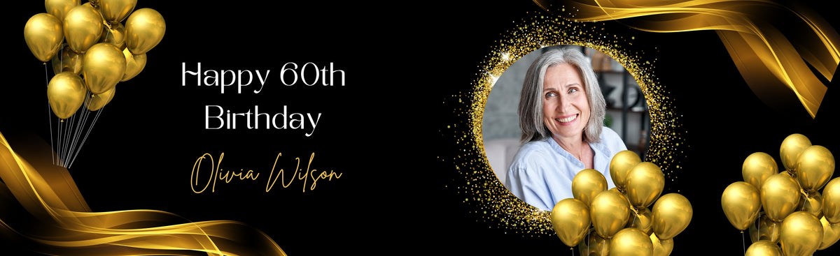 Black & Gold Creative Birthday Banner – Personalised