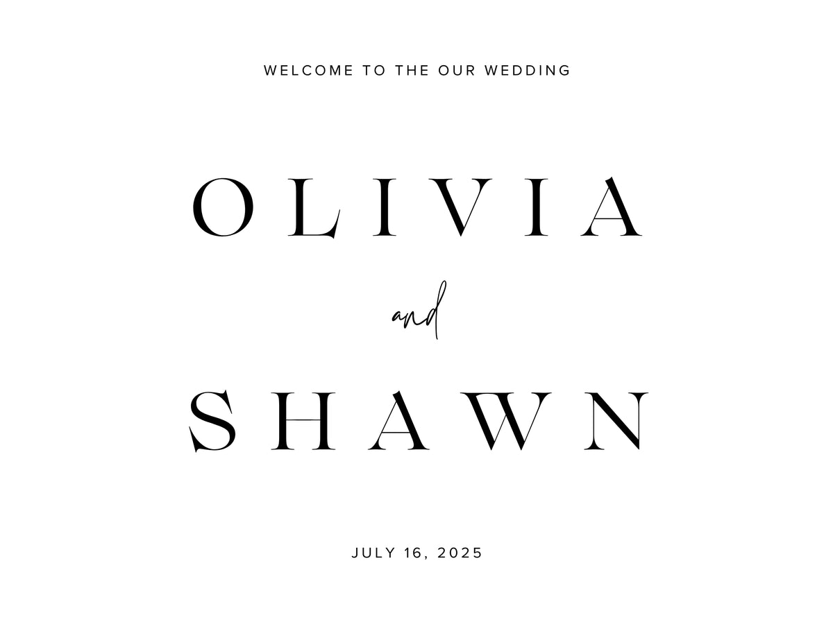 Black & White Bridal Wedding Welcome Board – Personalised