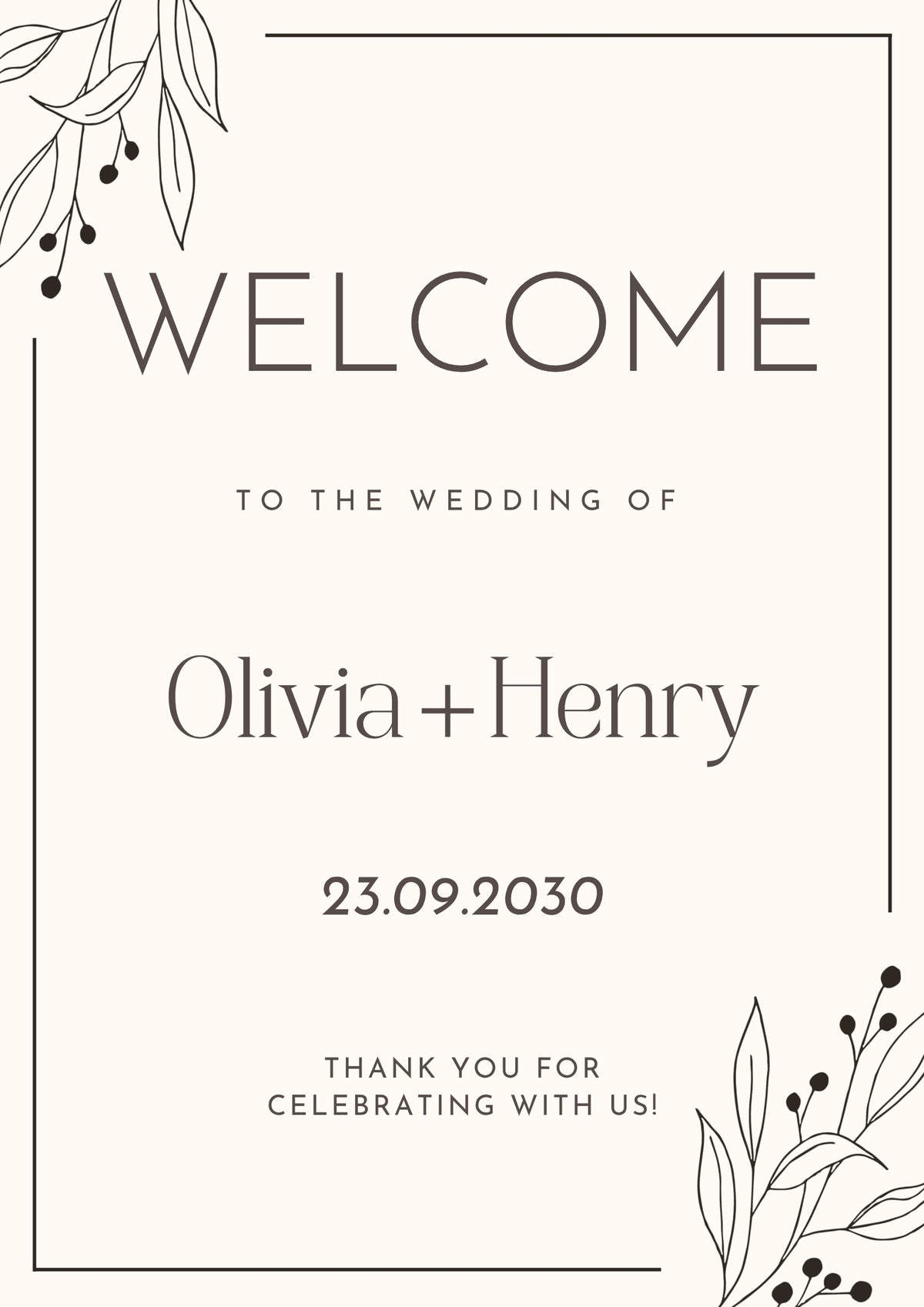 Black & White Minimalist Wedding Welcome Board – Personalised