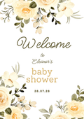 Cream floral personalised baby shower welcome board design