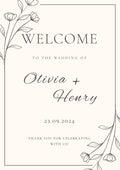 Elegant Minimalist Floral Wedding Welcome Board – Personalised