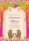 Pink and green engagement invitation design