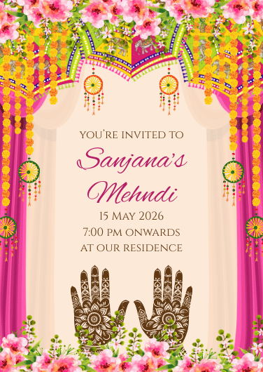 Pink and green engagement invitation design
