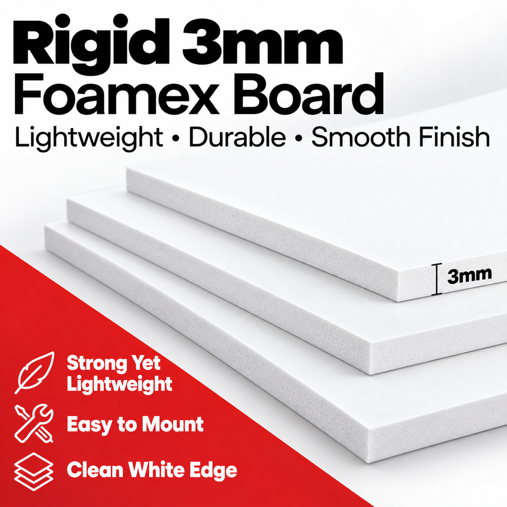 Rigid 3mm Foamex board material and thickness