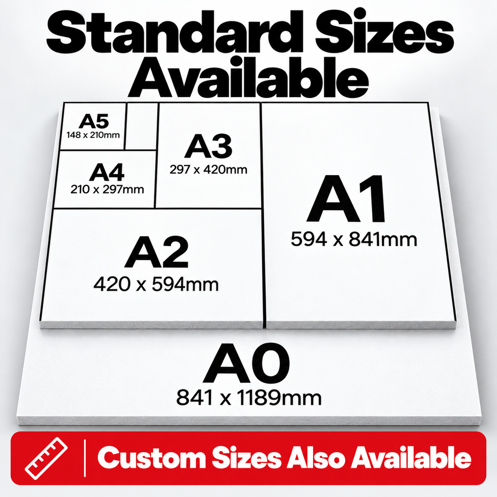 Foamex board standard A sizes A0 A1 A2 A3 A4 A5