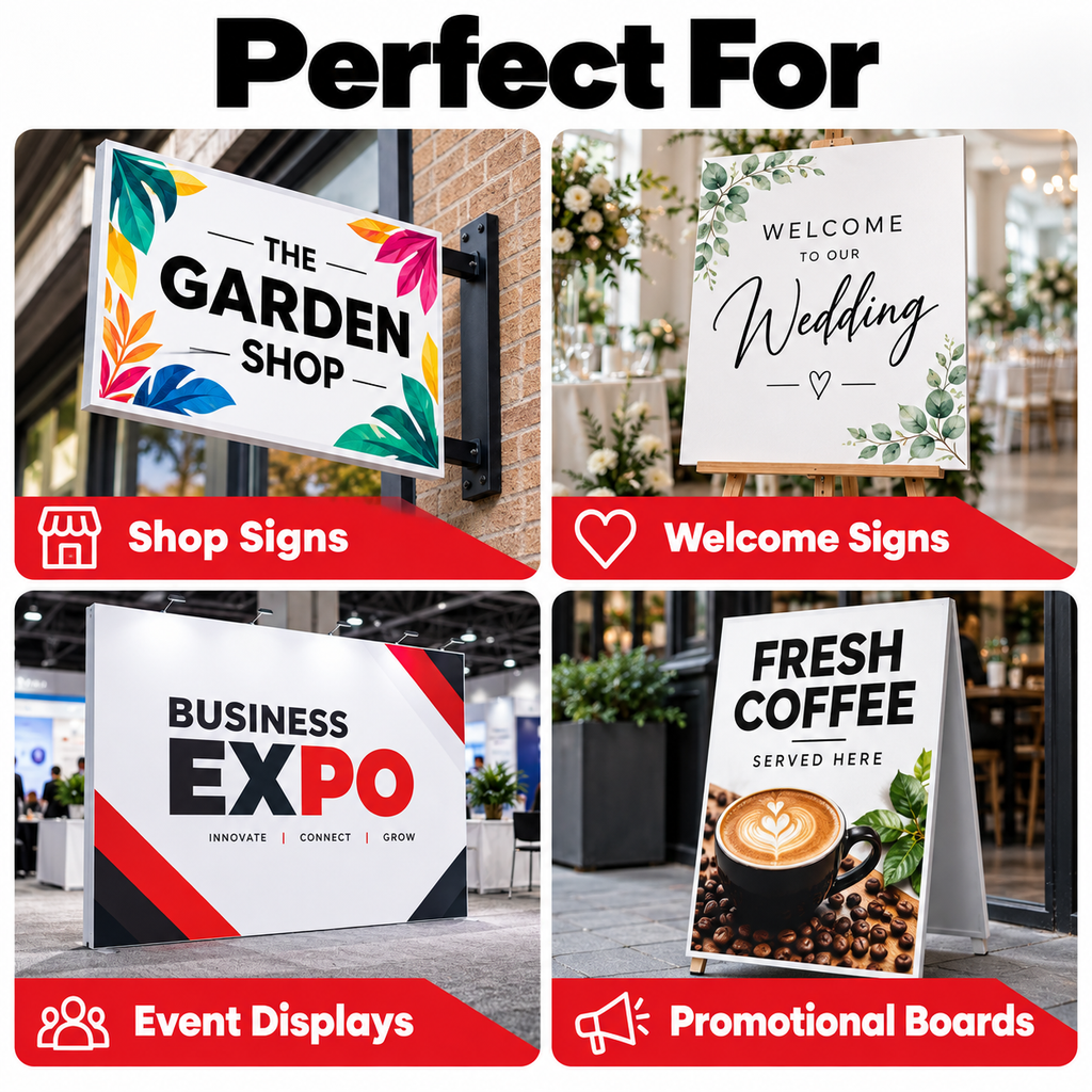 Foamex sign uses shop wedding event promotional boards