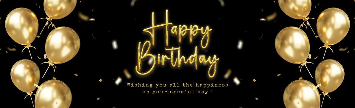 Gold & Black Elegant Birthday Banner – Personalised