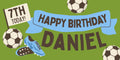 Green & Blue Football Birthday Banner – Personalised