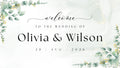 Green & White Watercolour Floral Wedding Welcome Board – Personalised