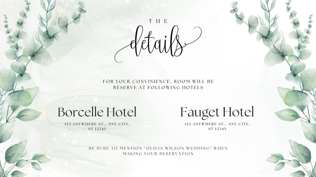 Green and white watercolour floral wedding welcome board image 6