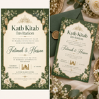 Green Cream Gold Katb Kitab invitation display mockup