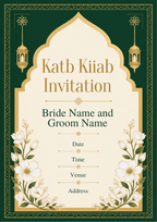 Green Cream Gold editable Katb Kitab invitation design