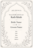 Grey Black Minimal editable Katb Kitab invitation design