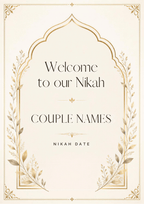 Ivory Gold Arch Katb Kitab clean editable welcome board design