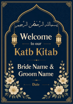 Navy Gold editable Katb Kitab welcome board design