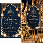 Navy Gold Katb Kitab welcome board on display