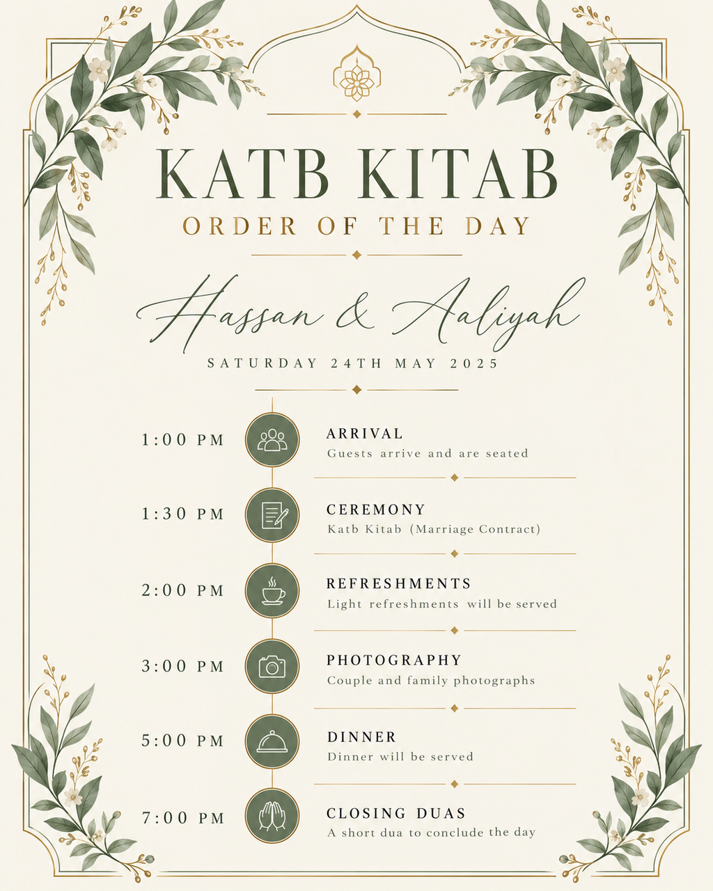 Sage Gold Katb Kitab Order of the Day clean design