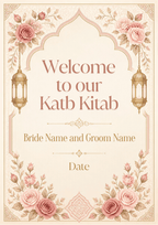 Pink Beige editable Katb Kitab welcome board design