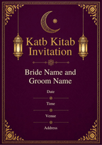 Purple Gold editable Katb Kitab invitation design