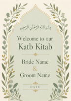 Sage Gold editable Katb Kitab welcome board design