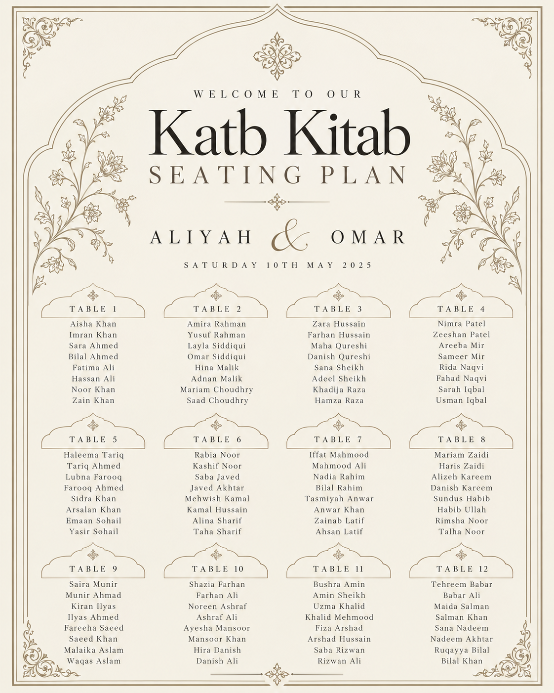 Classic Beige Katb Kitab Seating Plan clean design