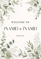 White Botanical Katb Kitab clean editable welcome board design