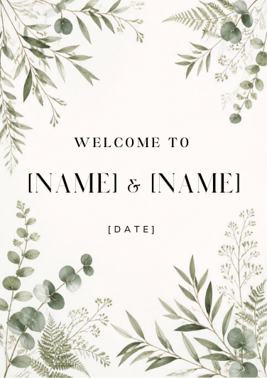White Botanical Katb Kitab clean editable welcome board design