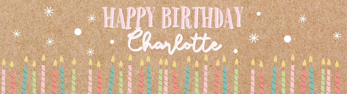 Kraft candle personalised birthday paper banner design