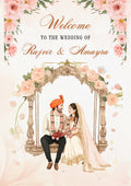 Pink and beige personalised wedding welcome board