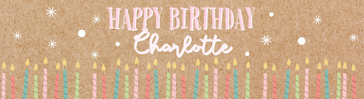 Pink & Gold Playful Birthday Banner – Personalised