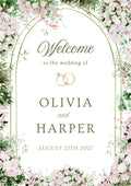Pink & Green Elegant Wedding Welcome Board – Personalised