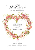 Pink & Green Illustrated Floral Wedding Welcome Board – Personalised