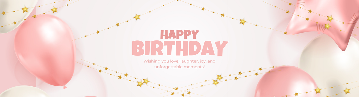 Pink and white personalised birthday paper banner design