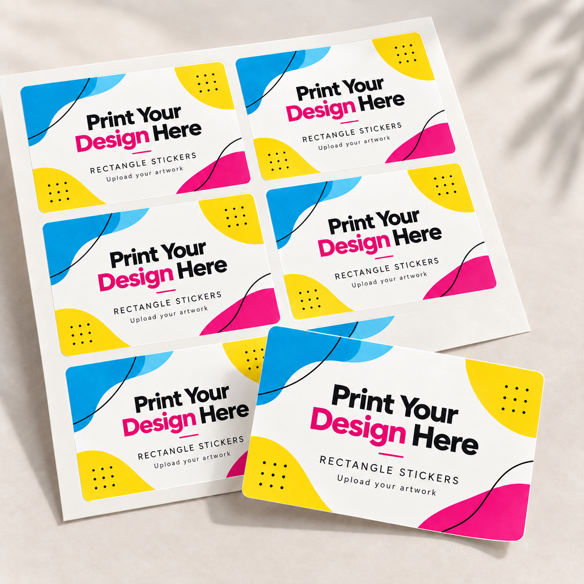 Print Your Design rectangle stickers mockup