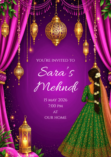 Purple & Gold Walima Invitation Cards – Personalised