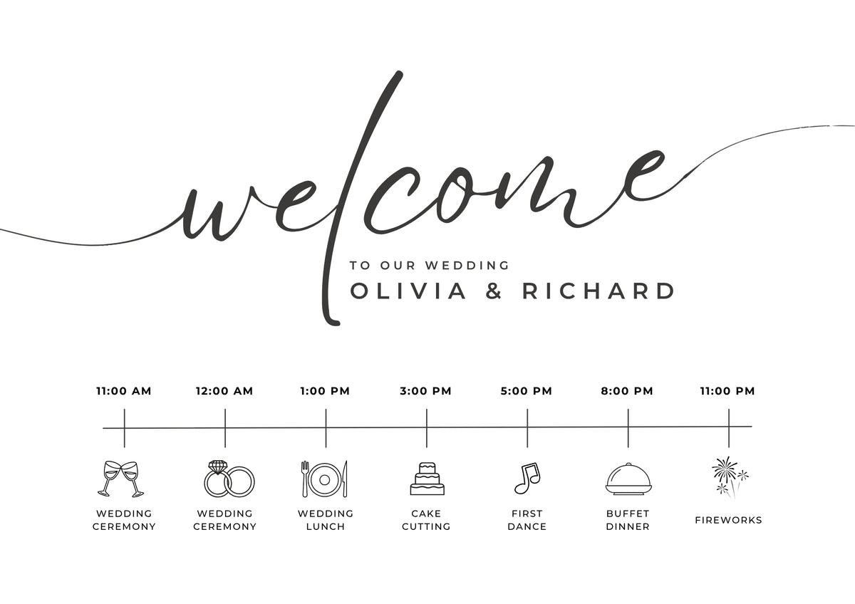 White Calligraphy Wedding Welcome Board – Personalised
