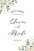 White & Green Floral Wedding Welcome Board – Personalised
