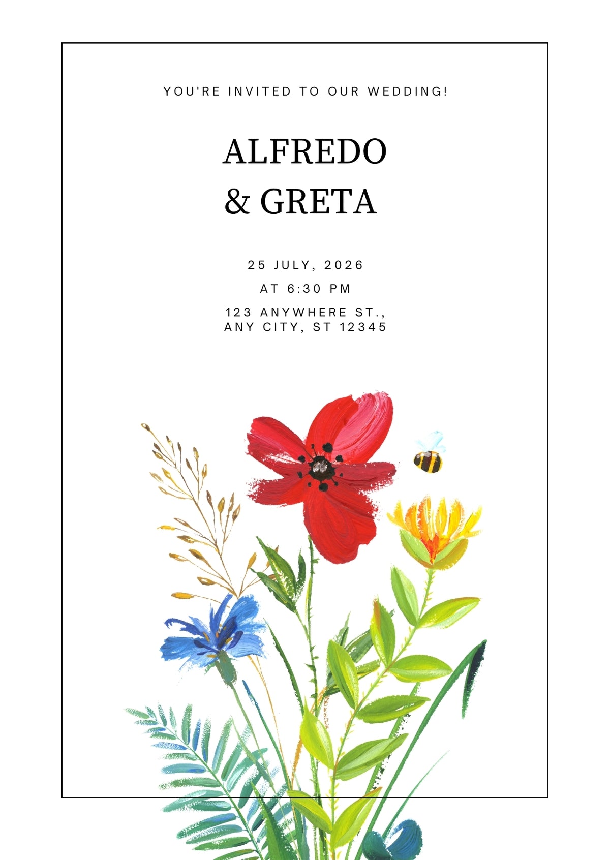 White & Red Floral Wedding Welcome Board – Personalised